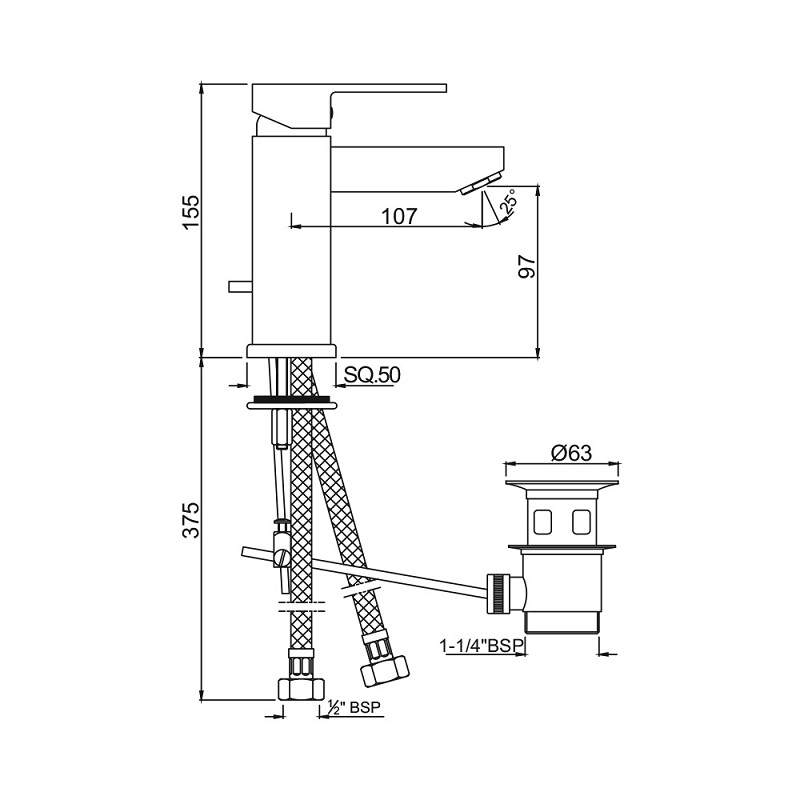 KUB-CHR-35052FB Смеситель Jaquar Kubix-F Santreyd  - Вид №1