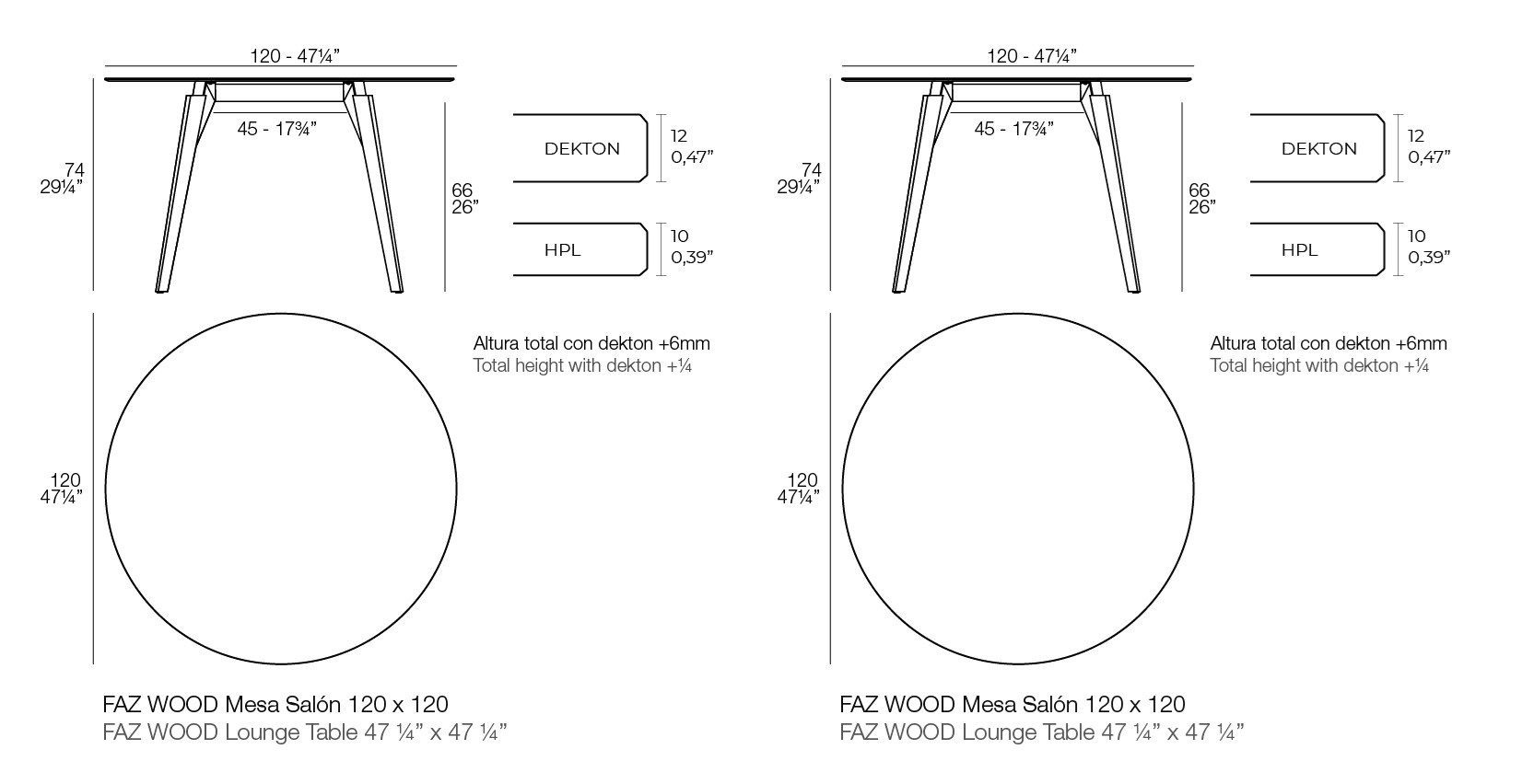 Круглый садовый стол HPL Vondom Faz Wood ARCH-00115765 - Вид №2