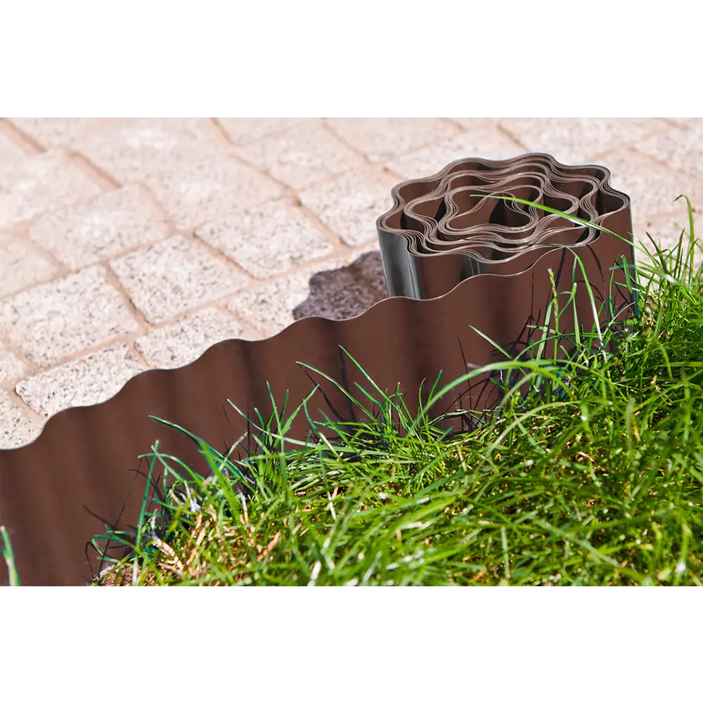 Лента бордюрная Verto 15см х 9м пластик коричневый STLM-2200390 - Вид №1