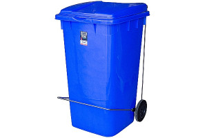 17527116 Прямоугольный мусорный бак 240 л на колесах с педалью пластик синий 1/3 ПЛ-BO995s BORA