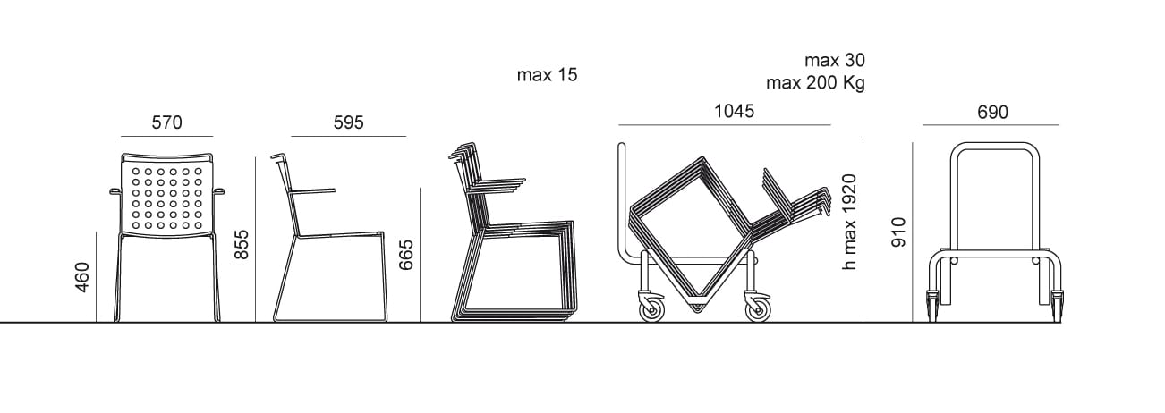 Алюминиевый штабелируемый стул с подлокотниками Urbantime Busy ARCH-00029624 - Вид №5