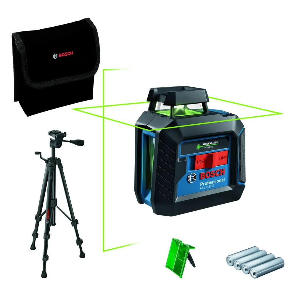 Уровень лазерный Bosch GLL 2-20 G BT150 0601065001 зеленый луч, штатив, 10 м BOSCH PROFESSIONAL STLM-2189831 - Вид №1
