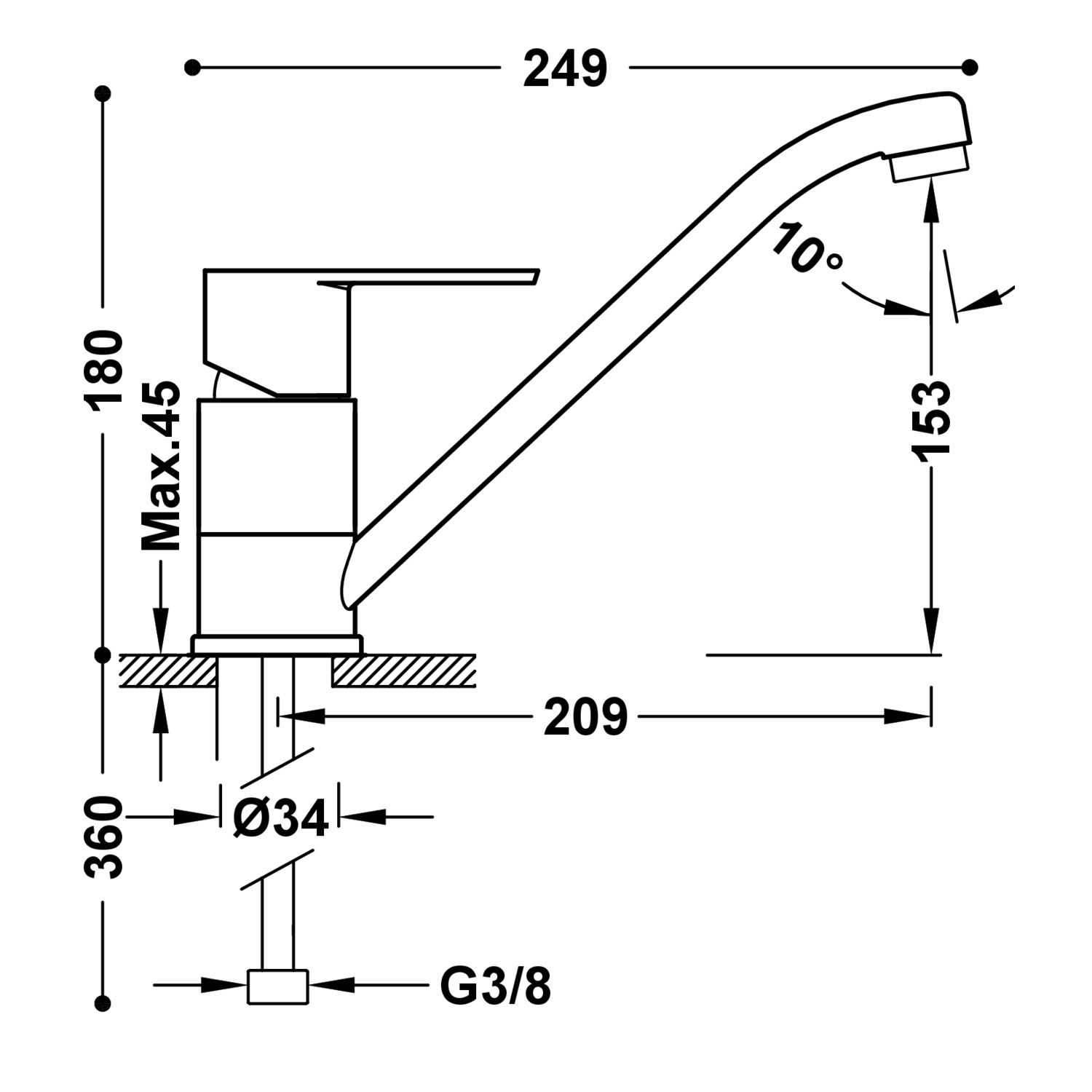 КУХОННЫЙ смеситель с одной ручкой для кухни-117333 TRES Kitchen - Вид №1
