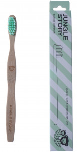 535807 Детская зубная щетка, бамбуковая, с мягкими щетинками, зеленая Jungle Story