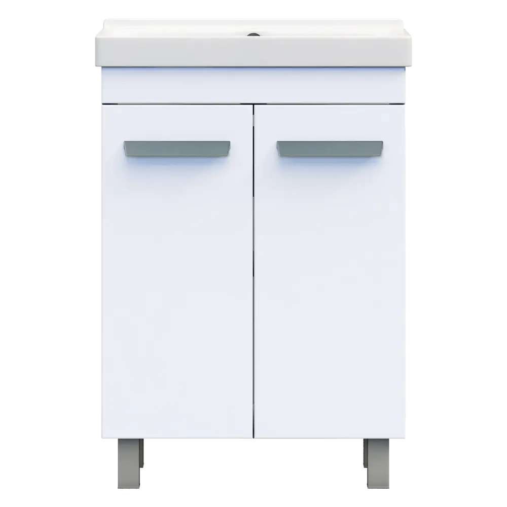Тумба в ванную Vigo Milo 60-2-0 60x80 см ДСП цвет белый глянец с раковиной Sanita Luxe Fest 60 STLM-2103630