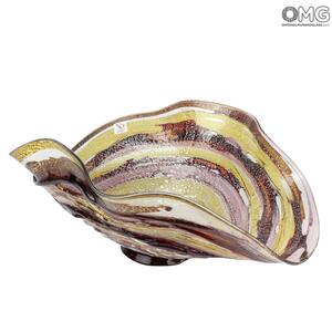 2170 ORIGINALMURANOGLASS Декоративная янтарная чаша Сбруффи - муранское стекло 30 см