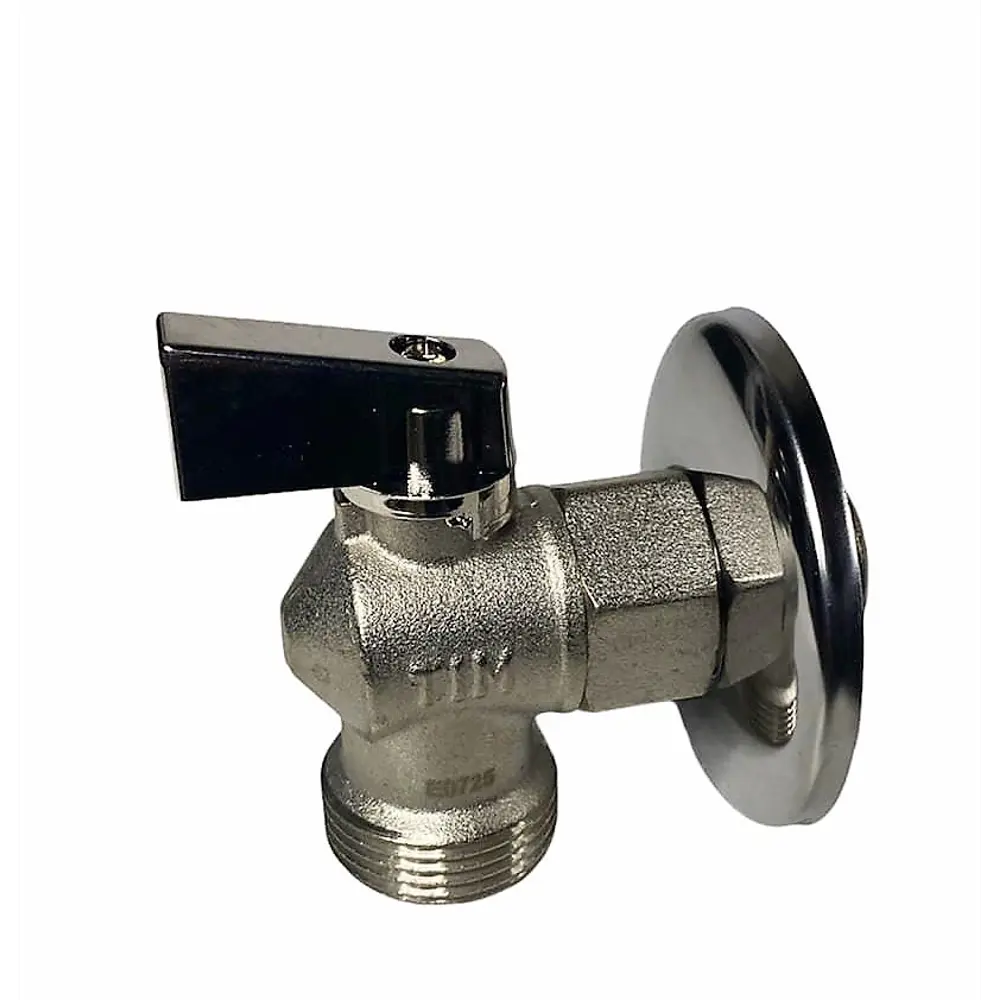 Кран угловой TIM BL5809A для подключения приборов 1/2"x3/4" никель