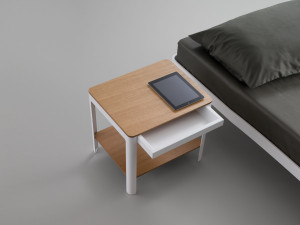 Металлическая прикроватная тумбочка с ящиком