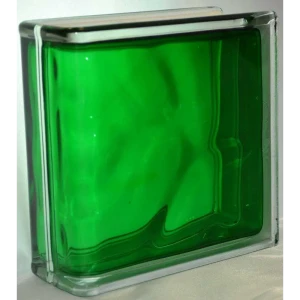 Стеклоблок Vitrablock Волна окрашенный внутри торцевой цвет изумрудный