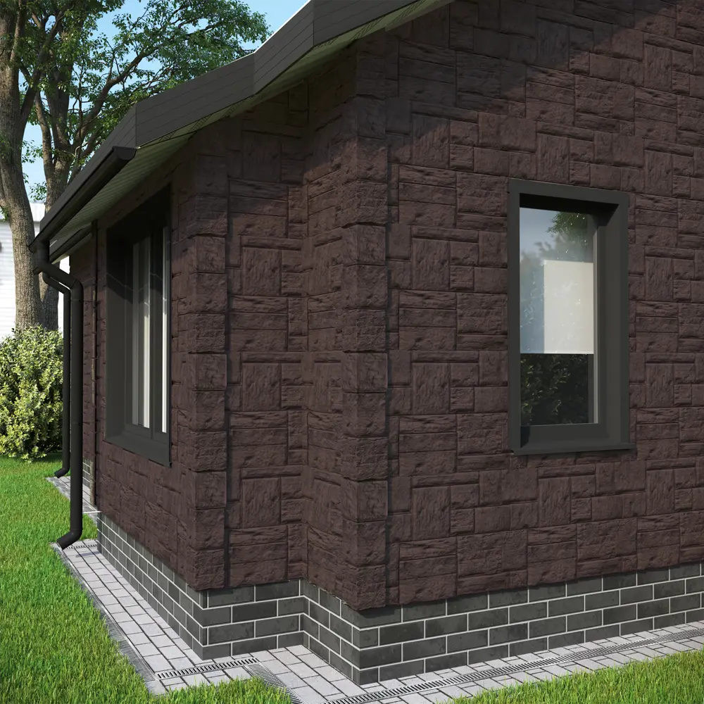 Фасайдинг Дачный Туф 3D-facture темно-коричневый 0.41 м² FINEBER Нет STLM-2184631 - Вид №3