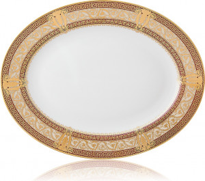 10585599 Haviland Блюдо овальное 40см "Салон Мюрат" (вишневый, золотой декор) Фарфор, Керамика