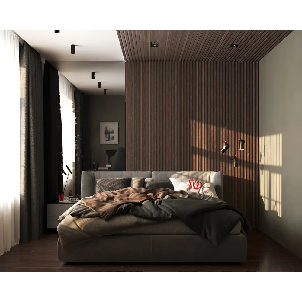 Рейка настенно-потолочная полистирол ударопрочный Decor-Dizayn 618-73 темный орех 15x40x3000 мм 85473627 STLM-2140825  - Вид №3