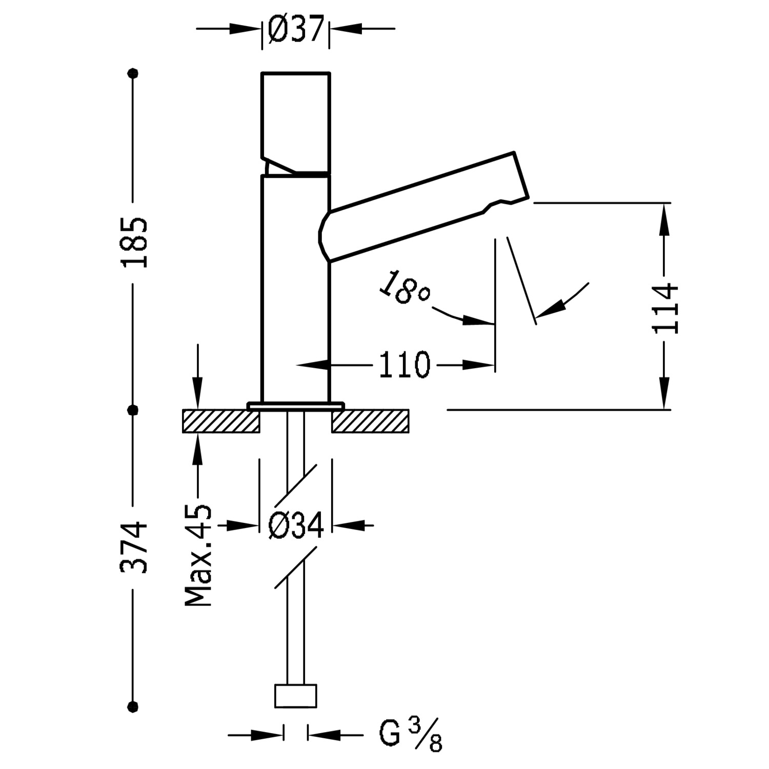 МАКСИМАЛЬНЫЙ смеситель для умывальника с одной ручкой-06110301 TRES  - Вид №1