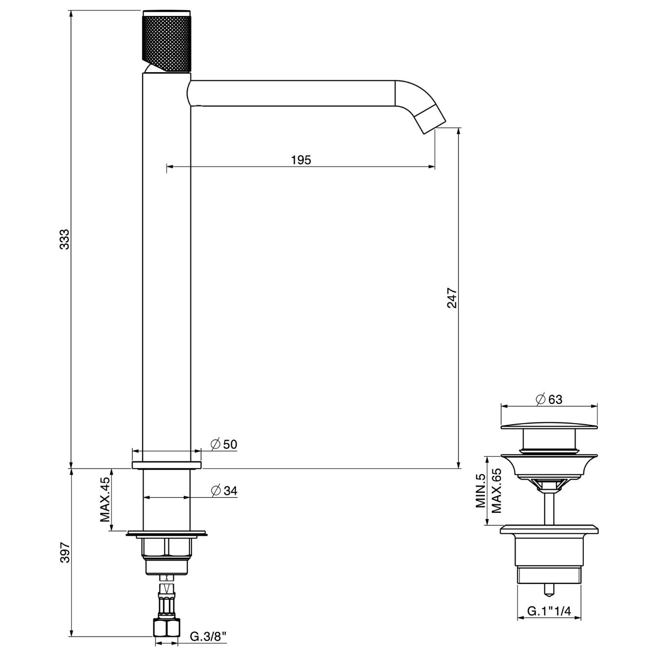 Однорычажный смеситель для раковины GATTONI MD ARCH-00077930 - Вид №2