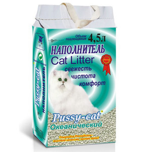 Т0024011*3 Наполнитель для кошачьего туалета океанический зеленый 4,5л (упаковка - 3 шт) PUSSY CAT