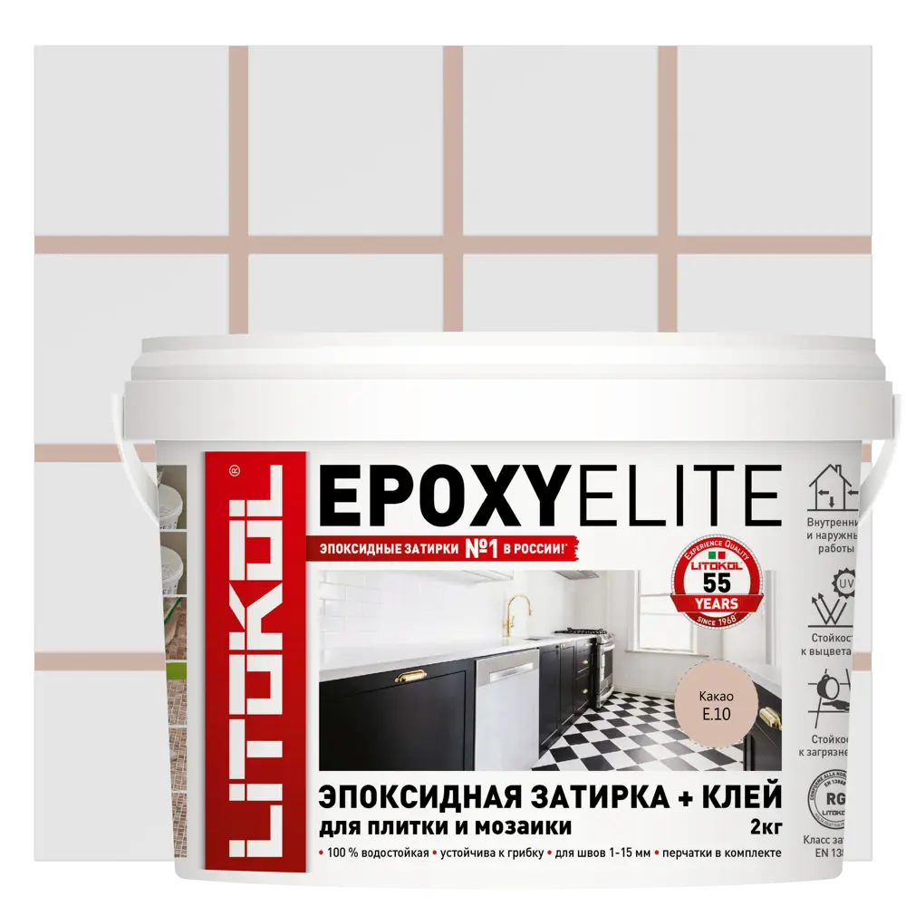 90359277 Затирка эпоксидная Litokol EpoxyElite E.10 цвет Какао 2 кг STLM-0200101