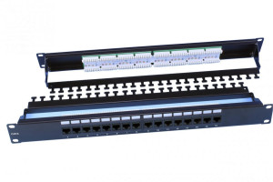 15559866 Патч-панель , PP3-19-16-8P8C-C6-110D, 19, 1U, 16 портов RJ-45, категория 6, Dual IDC, ROHS, цвет черный, задний кабельный организатор в комплекте, 246105 Hyperline
