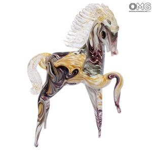 2070 ORIGINALMURANOGLASS Скульптура Разноцветный конь - муранское стекло 16 см