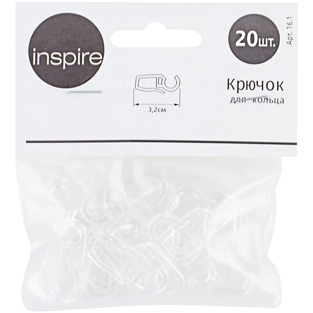Крючок 3 см цвет прозрачный INSPIRE STLM-2149190 - Вид №1