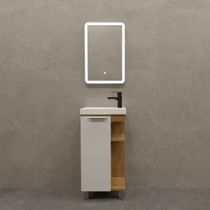 Тумба под накладную раковину KONSENSA Сохо белая 40x78 мини-раковина Cersanit Como цвет корпуса желтый