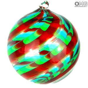 2634 ORIGINALMURANOGLASS Ёлочный шар Fantasy - зелёная спираль - MURANO GLASS XMAS 8 см