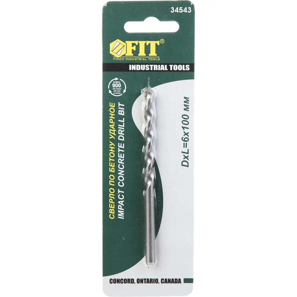 Сверло спиральное по бетону Fit 34543 6x100 мм STLM-2190486