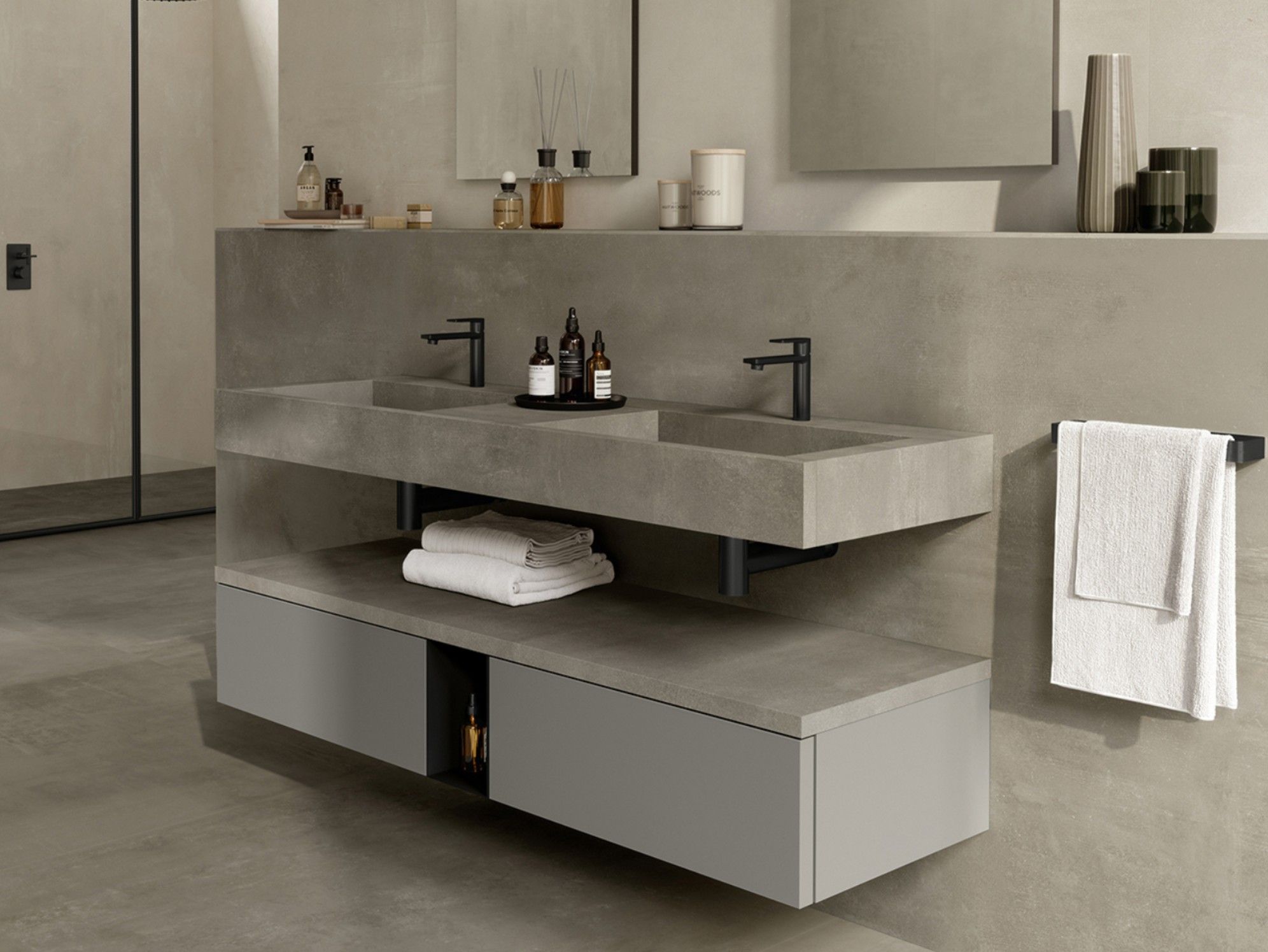 Двойная подвесная раковина с подвесным комодом Atlas Concorde Habitat Dialogo ARCH-00037908