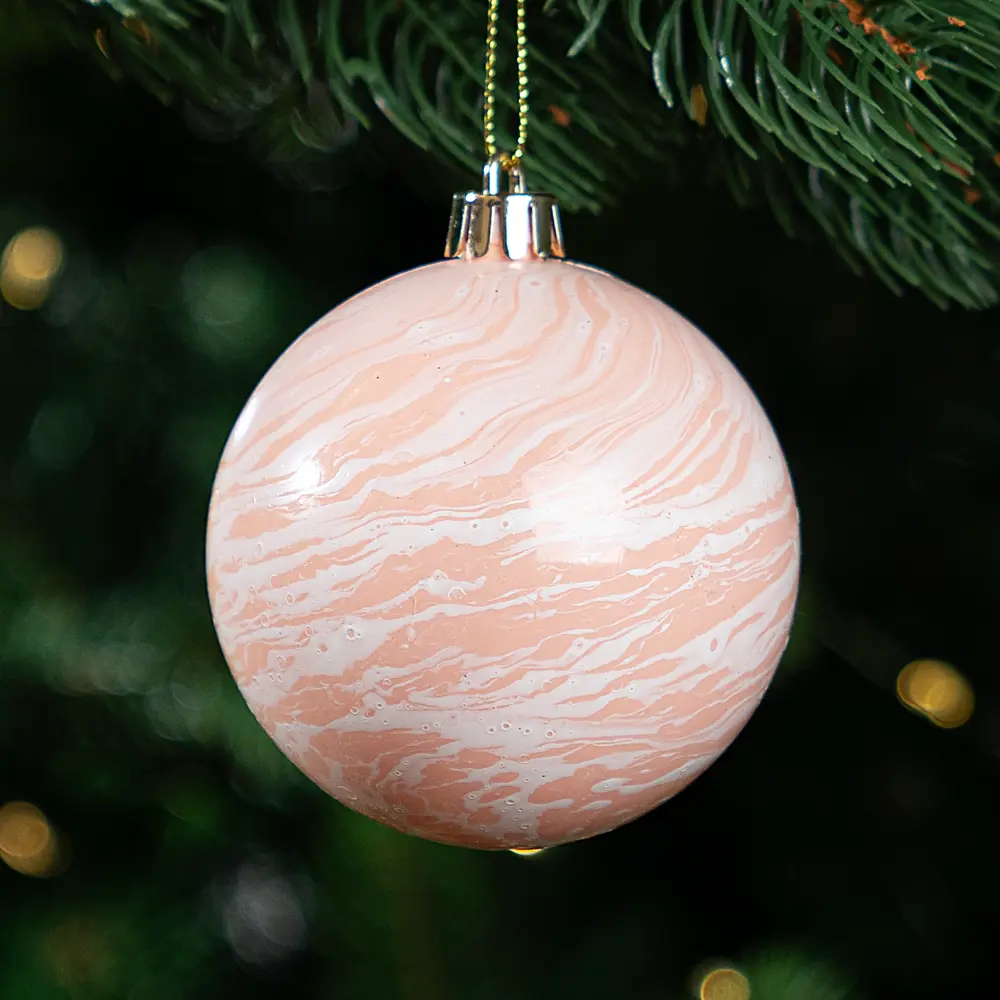 Елочный шар KREAFORTA под мрамор розовый ø8 см 89420651 STLM-1580590