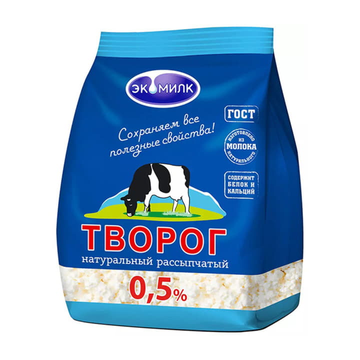 Творог 0,5% обезжиренный рассыпчатый Экомилк 350 г БЗМЖ Santreyd 21169