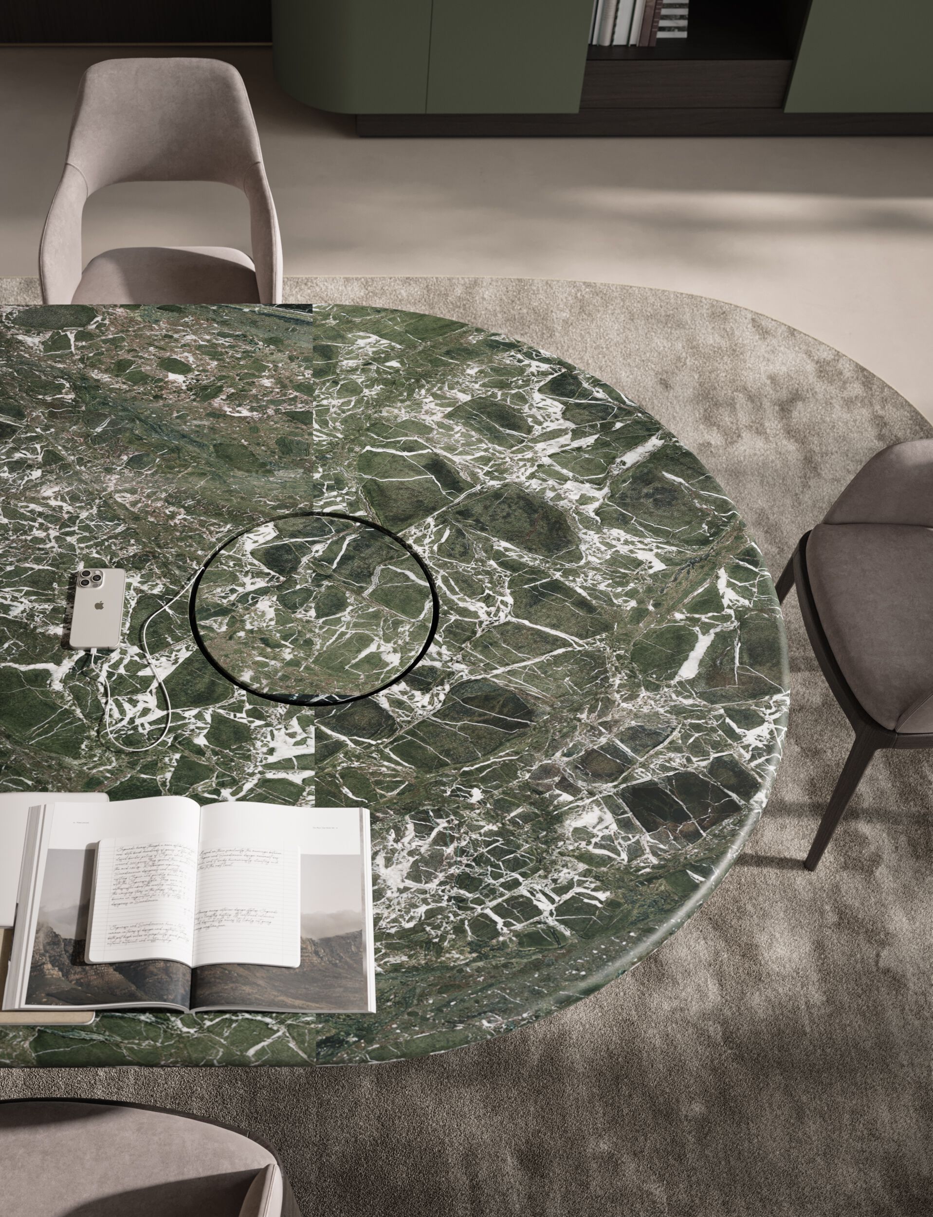 Деревянный овальный стол для совещаний с системой люверсов и мраморной столешницей PROF Dea ARCH-00067757 - Вид №2