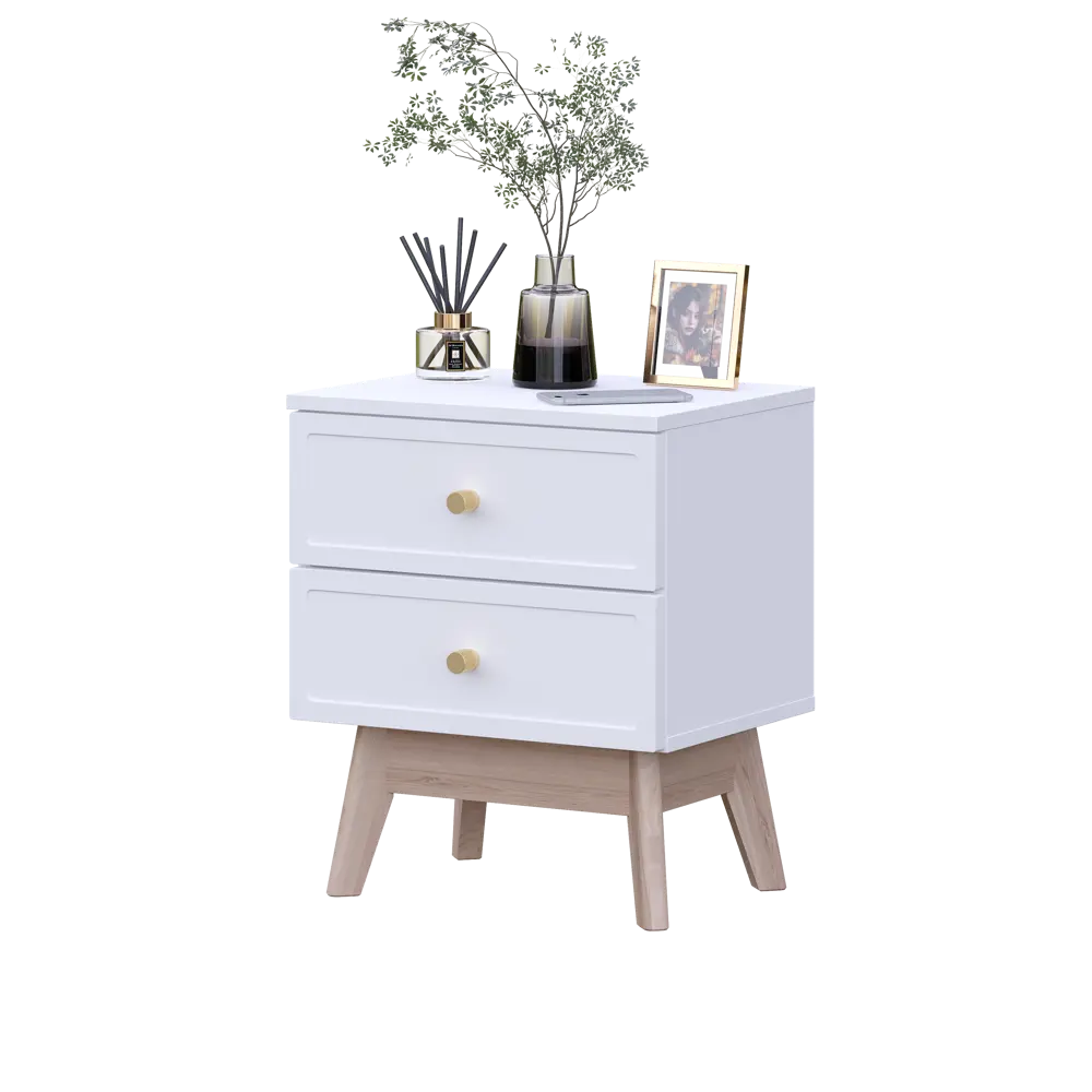 Тумба прикроватная 2 ящика KONSENSA Лион Амьен 45x54x35 см ЛДСП цвет белый STLM-2208954 - Вид №9