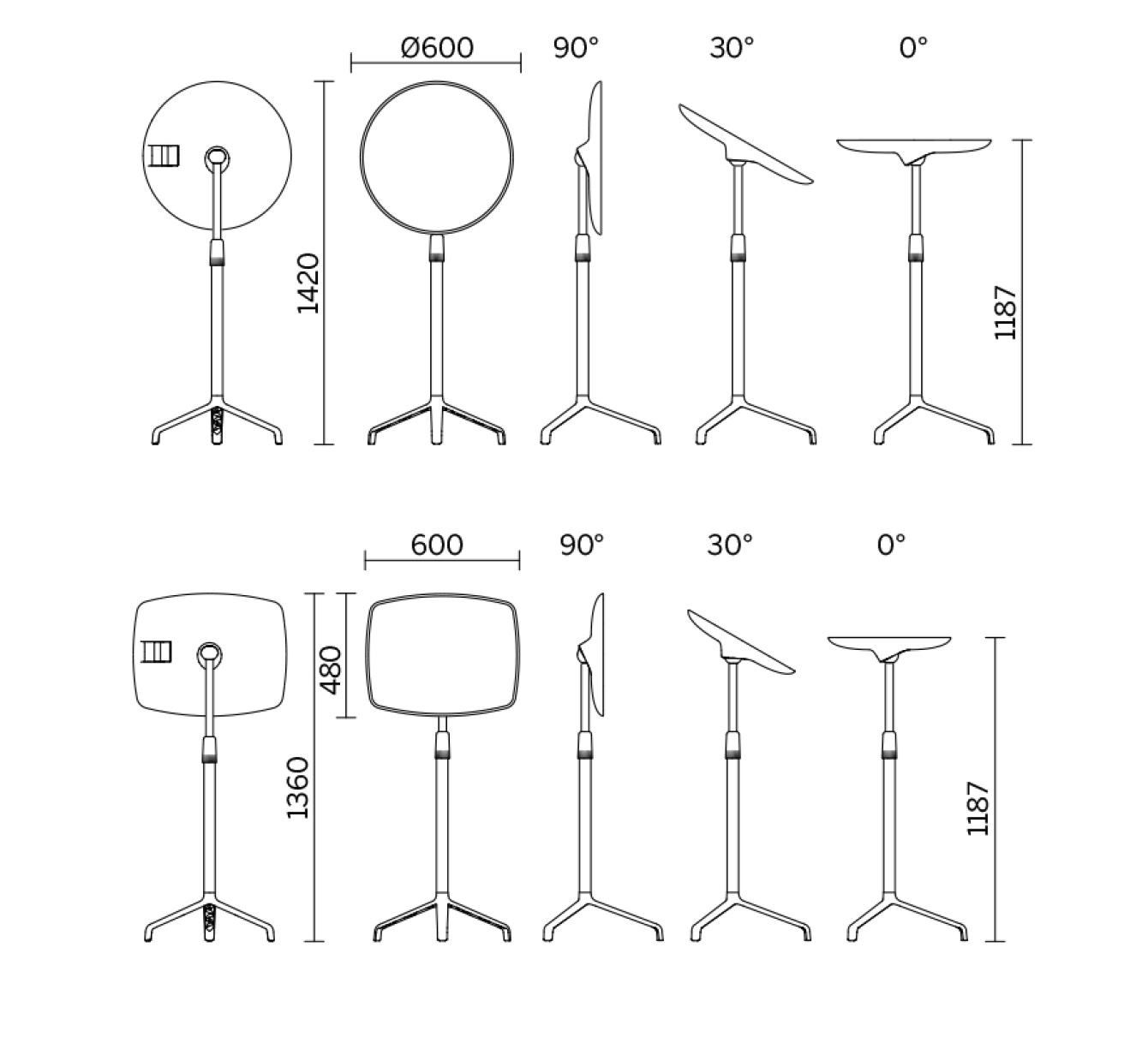 Круглый складной журнальный столик с регулируемой высотой Sitland Use Me ARCH-00061113 - Вид №2