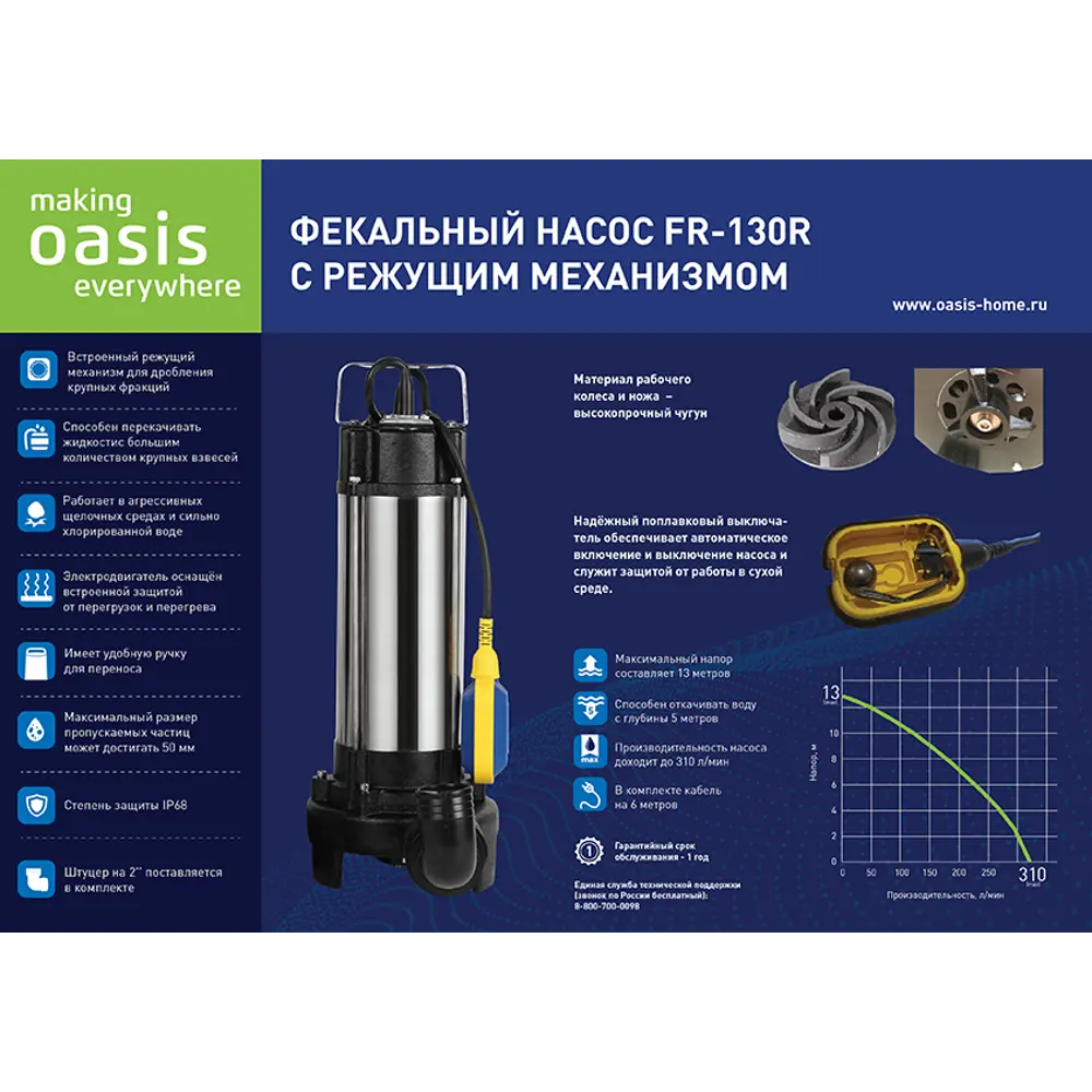 Погружной насос Oasis 130R для эффективного водоотведения 82444455 STLM-0027400 - Вид №1