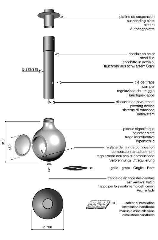 Подвесной вращающийся декоративный камин Focus creation Bathyscafocus ARCH-00110020 - Вид №3