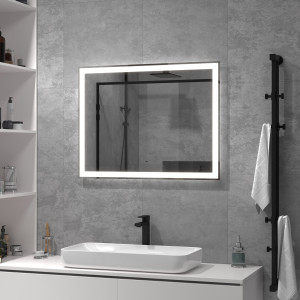 85104652 Зеркало для ванной Status с подсветкой 90x70 см цвет серый LED STLM-0058809 Santreyd
