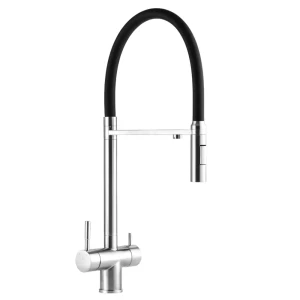 92028098 Смеситель для кухни Wasser zimmer Zm-6607A с прямой перекладиной вставляется сбоку/гибкий излив 23 см цвет черный/сатин STLM-1400221
