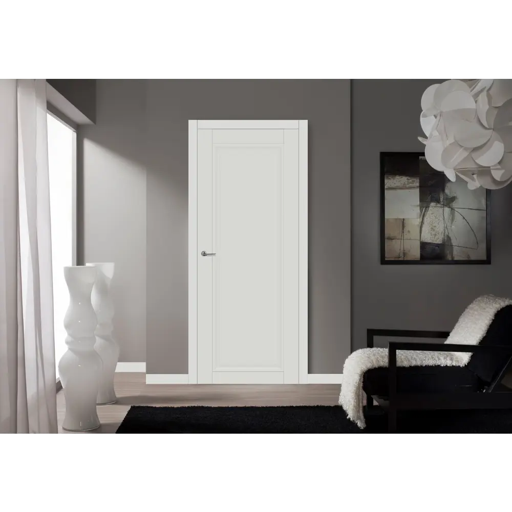Комплект двери Нобиле глухая 80x200 см полипропилен белый с добором 100 мм МАРИО РИОЛИ STLM-2192957 - Вид №1