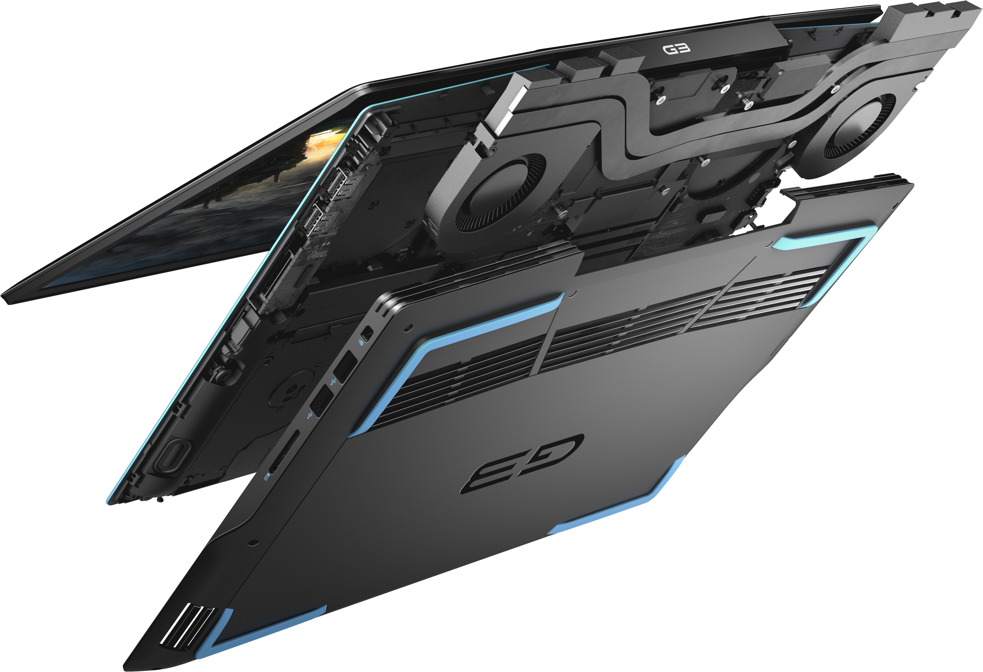 G315-8503 g3-3590 15.6"(1920x1080 (матовый, 144hz) ips)/intel core i7 9750h(2.6ghz)/16384mb/1000+256ssdgb/nodvd/ext:nvidia geforce gtx1660ti(6144mb)/bt/wifi/black/w10 + backlit/fp Dell Santreyd  - Вид №12