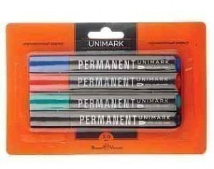 453813 Набор перманентных маркеров "Unimark", 4 цвета Bruno Visconti