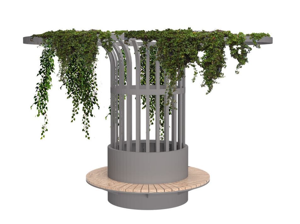 Стальная и деревянная скамейка / плантатор Urbencéa ARK ARCH-00006418