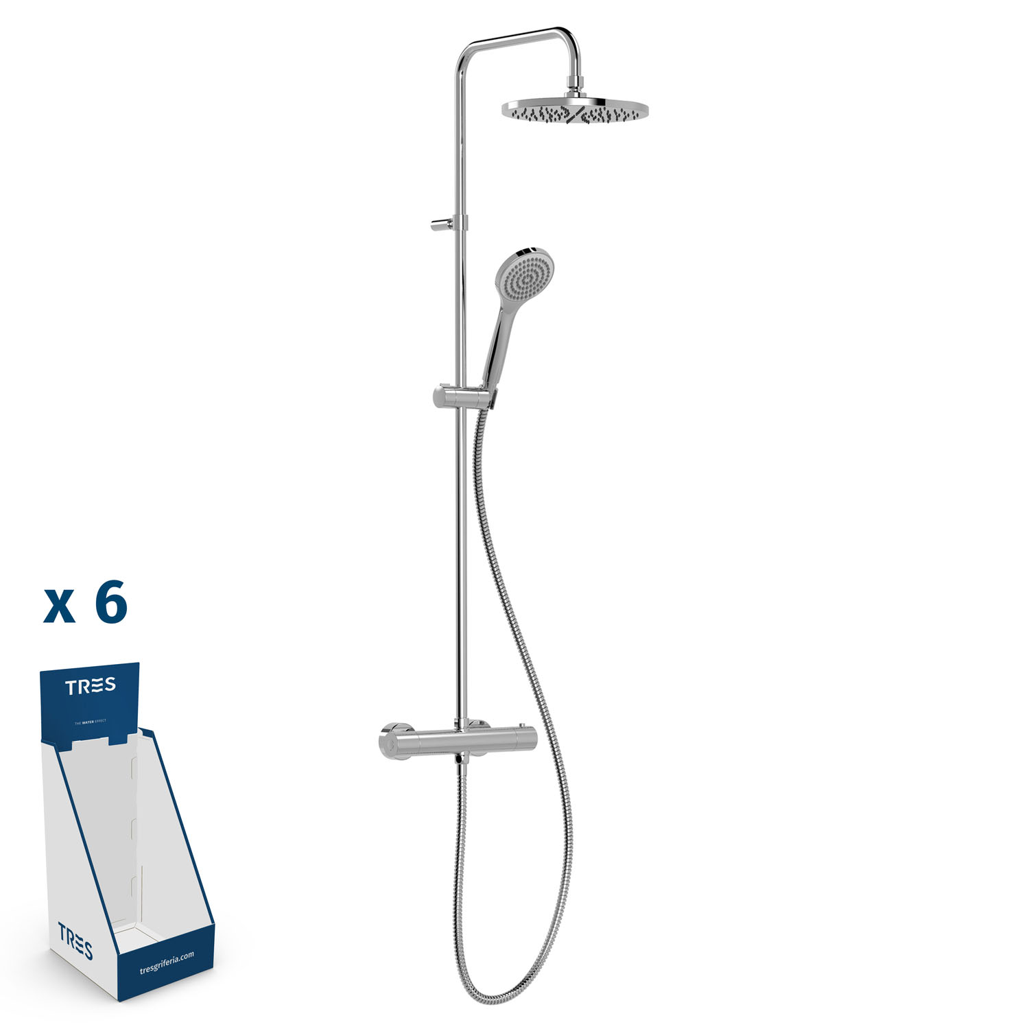 BASE PLUS 2-полосный настенный термостатический смеситель для душа с набором кранов-21639301BX TRES