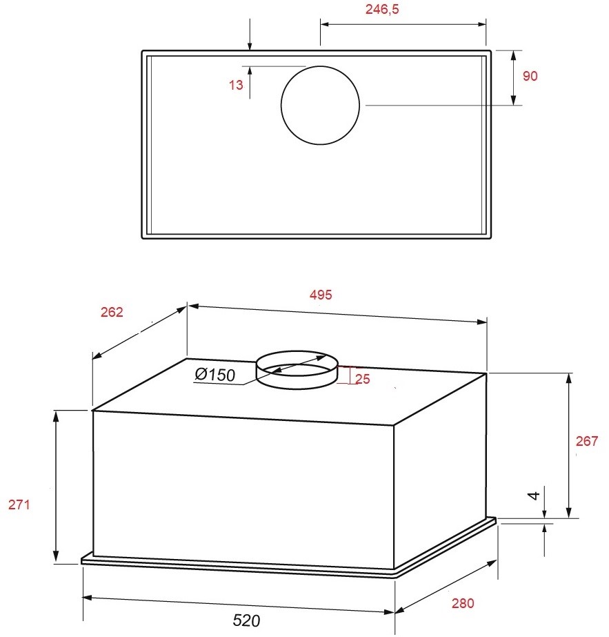 9113821 Вытяжка полновстраиваемая KRONA ZANDER 600 DN S белый/белый STDN-0105906 - Вид №14
