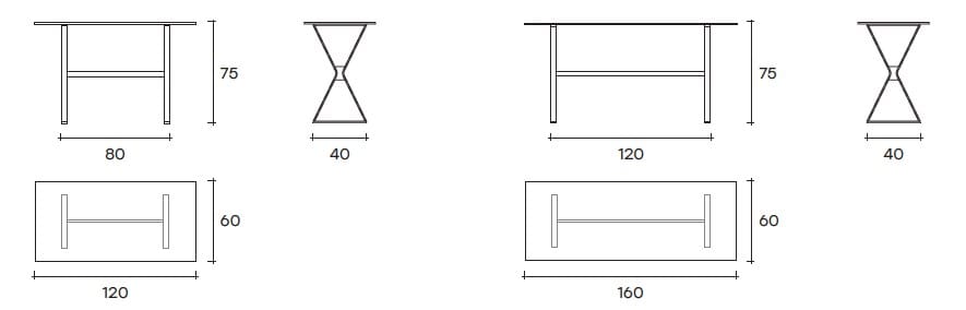Прямоугольный стеклянный стол с металлическим основанием FIAM ITALIA Hype ARCH-00087589 - Вид №2