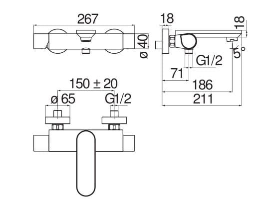 Однорычажный смеситель для ванны Nobili Dress ARCH-00102805 - Вид №16
