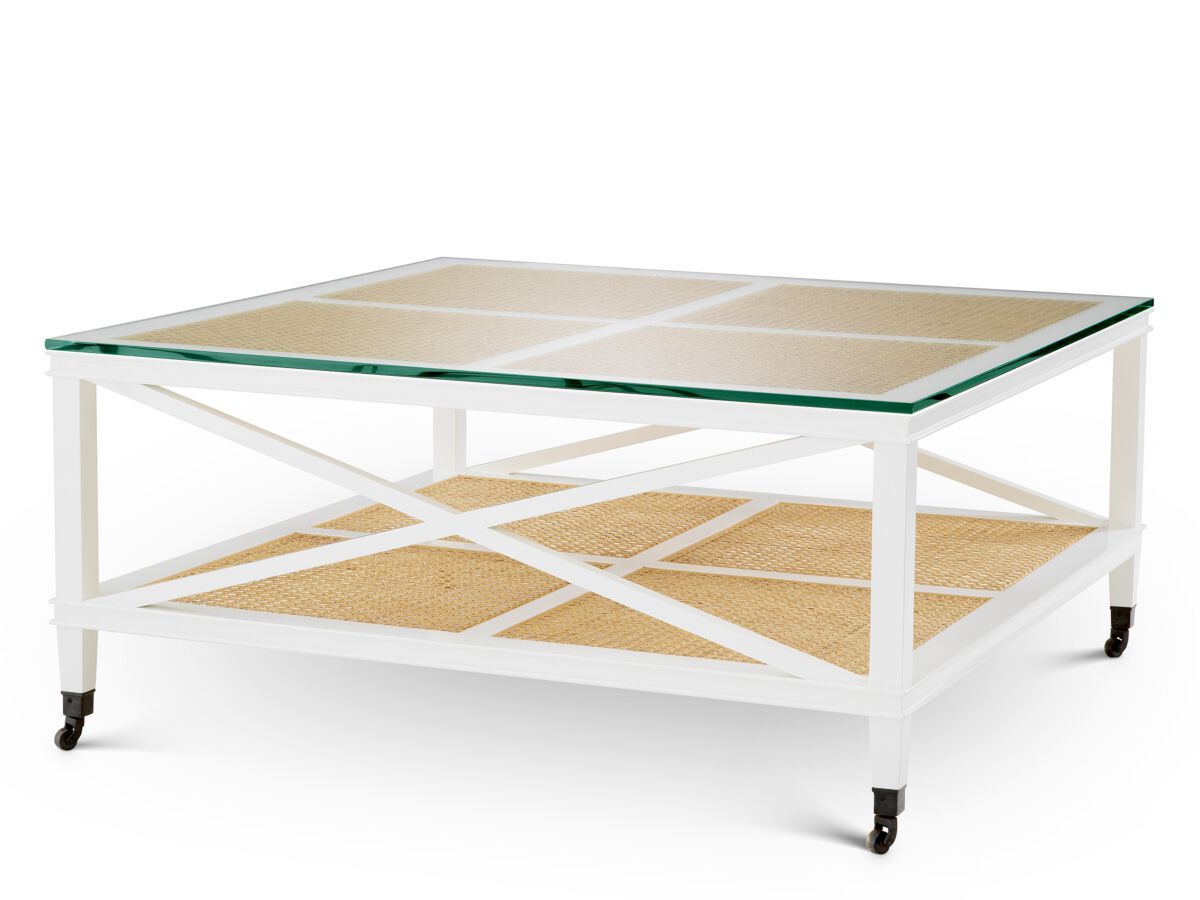 Деревянный квадратный журнальный столик с колесами Eichholtz Багамы ARCH-00024490