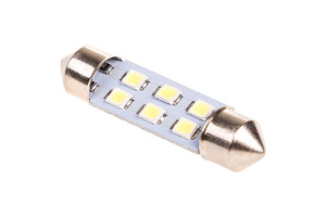 16137694 Автолампа диод T11, 12V, 6 SMD, блистер, c цоколем, 1-контакт, 2 шт. S08201354 SKYWAY