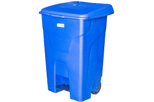 17526078 Прямоугольный мусорный бак 80 л на колесах с педалью пластик синий 1/3 ПЛ-BO992s BORA