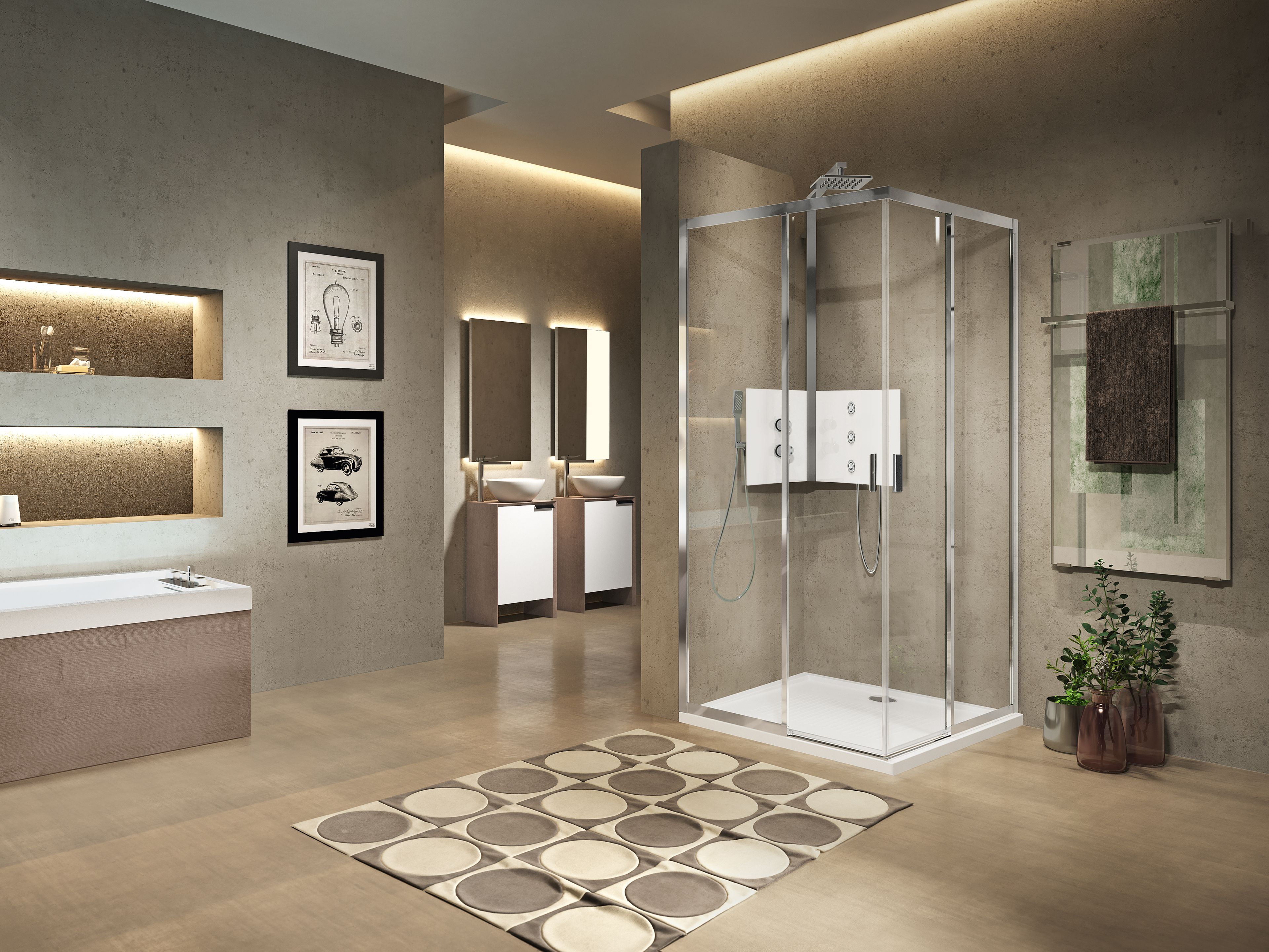 Угловая душевая кабина с раздвижной дверью Novellini Lunes ARCH-00103606 - Вид №1