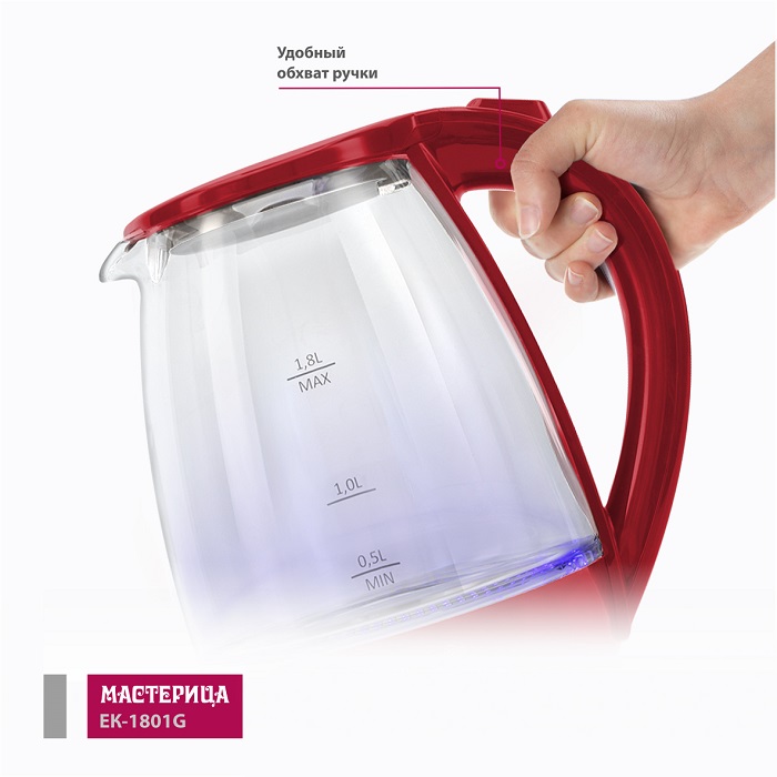 8157389 Электрочайник Мастерица ЕК-1801G красный STDN-0030776 - Вид №3