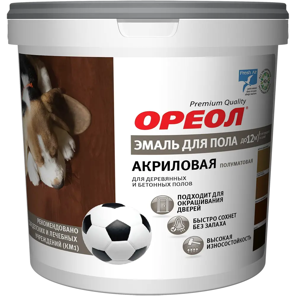 Акриловая эмаль ОРЕОЛ для дерева и бетона, желто-коричневая 0,9 кг 84439737 STLM-0050055 - Вид №1